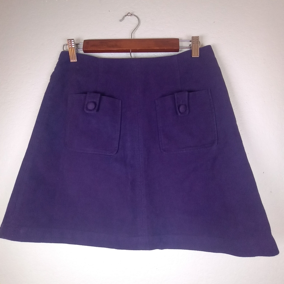 Boden Mod Cambridge A Line Velvety Felt Lined Preppy Academia Deep Purple Skirt - Picture 3 of 9